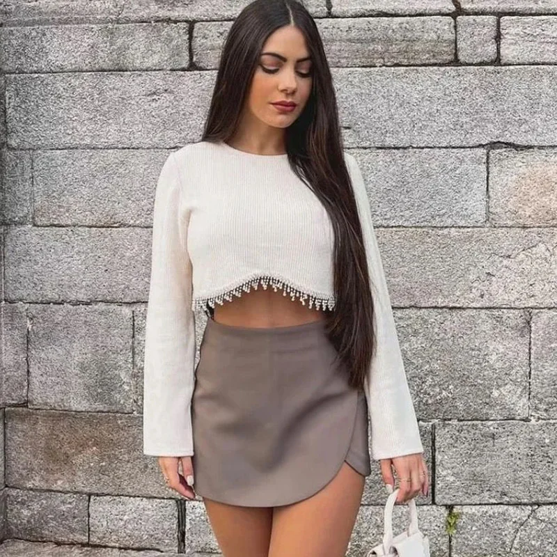 High-Waist Asymmetric Skort