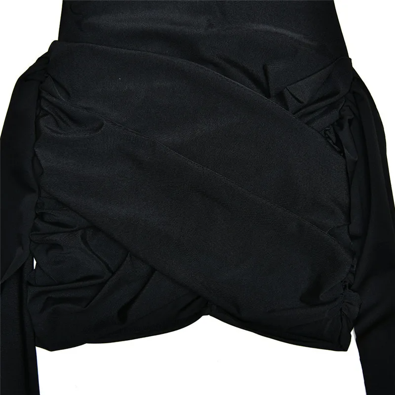 Mozision Ruched Sleeveless Turtleneck Mini Dress